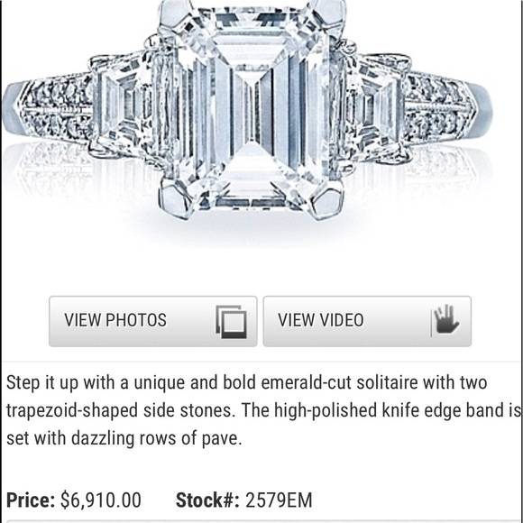 SOLD!! TACORI GIA Emerald Cut Diamond Engagement Ring 1.00 F SI1 Center - Picture 9 of 17